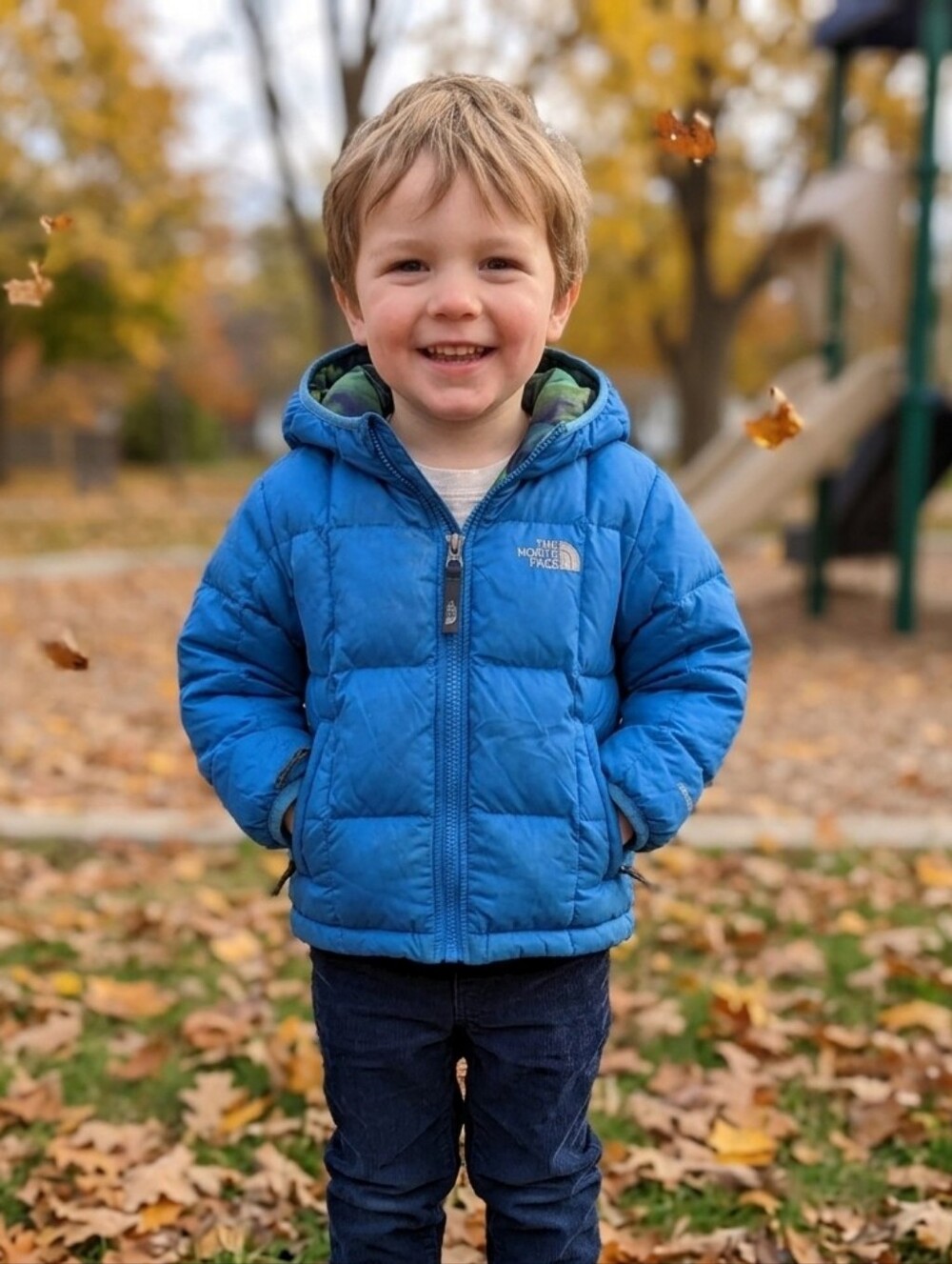 The north face boys down puffer jacket doubled blue green double sided size 3T